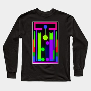 Day Glo Fluorescent Abstract Modern Long Sleeve T-Shirt